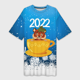 Платье-футболка 3D с принтом Тигр в кружке (Новый год 2022) в Кировске,  |  | 2022 | год тигра | новый год | новый год 2022 | символ года | тигр | тигренок | тигрица | тигры