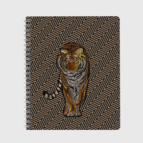 Тетрадь с принтом Благородный тигр в Кировске, 100% бумага | 48 листов, плотность листов — 60 г/м2, плотность картонной обложки — 250 г/м2. Листы скреплены сбоку удобной пружинной спиралью. Уголки страниц и обложки скругленные. Цвет линий — светло-серый
 | благородный | грация | животное | символ года | тигр | хищник
