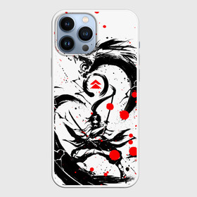 Чехол для iPhone 13 Pro Max с принтом GHOST OF TSUSHIMA ДРАКОН (НА СПИНЕ) в Кировске,  |  | Тематика изображения на принте: death | game | ghost of tsushim | jin sakai | ninja | samurai | the ghost of tsushima | буке | вакидзаси | воин | вояк | дайсё | дзин сакай | иайто | игра | катана | кодати | мононофу | мститель | мушя | ниндзя | нодати | одати | призрак цу