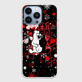 Чехол для iPhone 13 Pro с принтом monokuma | Снежинки | Новый год в Кировске,  |  | anime | bear | black  white | danganronpa | kurokuma | monodam | monokuma | monomi | monotaro | pink | rabbit | school | shirokuma | аниме | главарь | мoноми | монокума | черно белый | школа