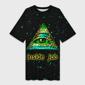 Платье-футболка 3D с принтом Inside Job Всевидящее око в Кировске,  |  | allseeing eye | cognito inc | eye | inside job | reptilian | triangle | божий глаз | всевидящее око | всевядящий глаз | глаз | глаз в треугольнике | дельта | корпорация заговор | око | символ | треугольник с глазом