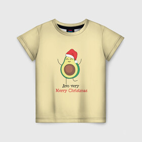 Детская футболка 3D с принтом Avo Merry Christmas в Кировске, 100% гипоаллергенный полиэфир | прямой крой, круглый вырез горловины, длина до линии бедер, чуть спущенное плечо, ткань немного тянется | Тематика изображения на принте: avocado | santa | the hood | авокадо | колпак