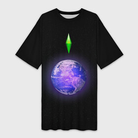 Платье-футболка 3D с принтом Сontrol of the Universe Sims3 в Кировске,  |  | sims | вселенная | звезды | космос | планеты