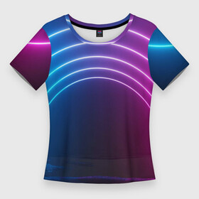 Женская футболка 3D Slim с принтом Арка неонового света full version в Кировске,  |  | абстракция | арка | детям | для детей | дуга | киберпанк | кислотный | неон | неоновая | неоновый | свет | ультра | яркий