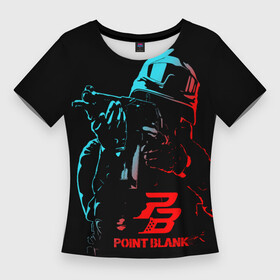 Женская футболка 3D Slim с принтом Point Blank (Project Blackout) в Кировске,  |  | Тематика изображения на принте: ctforce | free rebels | point blank | project blackout | динозавр | игры | миротворец | повстанец