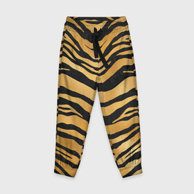 Детские брюки 3D с принтом Текстура шкуры тигра в Кировске, 100% полиэстер | манжеты по низу, эластичный пояс регулируется шнурком, по бокам два кармана без застежек, внутренняя часть кармана из мелкой сетки | 2022 | год тигра | новый год | новый год 2022 | символ года | тигр | тигренок | тигрица | тигры