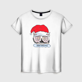Женская футболка 3D с принтом Новогодний Диско Енотик в Кировске, 100% полиэфир ( синтетическое хлопкоподобное полотно) | прямой крой, круглый вырез горловины, длина до линии бедер | енот | енотики | новогоднийенот | подарокенот | рождество