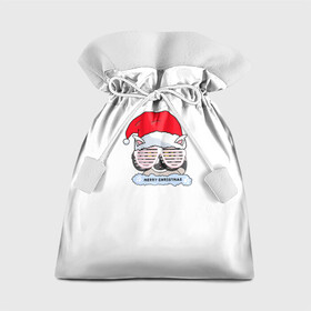 Подарочный 3D мешок с принтом Новогодний Диско Енотик в Кировске, 100% полиэстер | Размер: 29*39 см | Тематика изображения на принте: енот | енотики | новогоднийенот | подарокенот | рождество