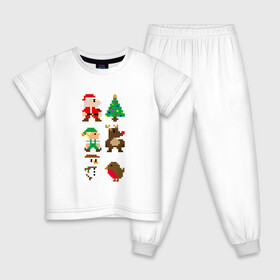 Детская пижама хлопок с принтом ВОСЬМИБИТНЫЙ НОВЫЙ ГОД в Кировске, 100% хлопок |  брюки и футболка прямого кроя, без карманов, на брюках мягкая резинка на поясе и по низу штанин
 | 2022 | 8 | 8bit | bit | christmas | cold | deer | klaus | merry | new | santa | snow | snowman | winter | year | восьмибитный | год | дед | елка | зима | клаус | мороз | новый | олень | рождество | санта | снег | снеговик | холод
