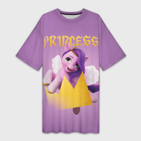 Платье-футболка 3D с принтом Princess Pipp Petals в Кировске,  |  | a new generation | hitch | izzy | moonbow | my little pony | pipp | sunny | дружба | единорог | единороги | иззи | магия | мунбоу | новое поколение | пегас | пегасы | петалс | пип | пипп | пони | санни | старскаут | хитч | шторм