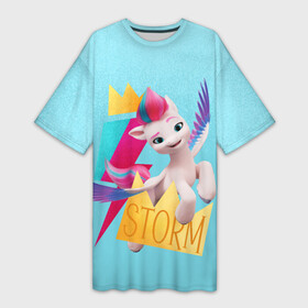 Платье-футболка 3D с принтом Princess Zephyrina Storm в Кировске,  |  | a new generation | hitch | izzy | moonbow | my little pony | pipp | sunny | дружба | единорог | единороги | иззи | магия | мунбоу | новое поколение | пегас | пегасы | петалс | пип | пипп | пони | санни | старскаут | хитч | шторм