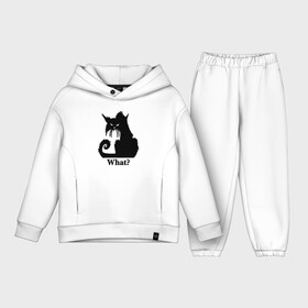 Детский костюм хлопок Oversize с принтом What   Что в Кировске,  |  | black cat | cat | fearsome | halloween | question | silhouette | stern look | what | вопрос | кошка | силуэт | суровый взгляд | хеллоуин | черный кот | что