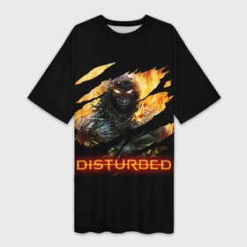 Платье-футболка 3D с принтом DISTURBED DEMON FIRE  ДЕМОН В ОГНЕ в Кировске,  |  | disturbed | fire | flame | heavy metal | rock | the guy | группы | метал | огонь | пламя | рок