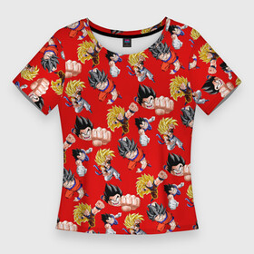 Женская футболка 3D Slim с принтом Dragon Ball Z (Goku Pattern) в Кировске,  |  | anime | dragonball | goku | аниме | анимэ | гоку | драконий | жемчуг | манга