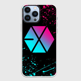 Чехол для iPhone 13 Pro Max с принтом EXO BAND NEON LOGO НЕОНОВЫЕ БРЫЗГИ КРАСОК в Кировске,  |  | baekhyun | chanyeol | do | exo | exo band | exok | exom | kai | kris | lay | luhan | neon | sehun | suho | tao | xiumin | брызги | краски | неон | пэкхён | чен | экзо | эхо