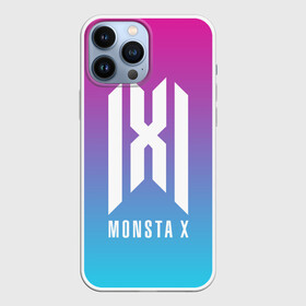 Чехол для iPhone 13 Pro Max с принтом MONSTA X LOGO NEON GRADIENT в Кировске,  |  | jooheon | kihyun | minhyuk | monsta x | mx | neon | shownu | wonho | градиент | монст х | монста х | мх | неон