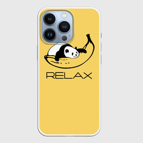 Чехол для iPhone 13 Pro с принтом Relax: панда на банане в Кировске,  |  | banana | bear | hugged | lies | panda | relax | банан | лежит | медведь | обнял | панда