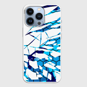 Чехол для iPhone 13 Pro с принтом 3D ВЗРЫВ ПЛИТ Белые и синие осколки в Кировске,  |  | 3d | 3д | абстракция | осколки | плиты | текстуры