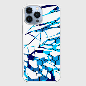 Чехол для iPhone 13 Pro Max с принтом 3D ВЗРЫВ ПЛИТ Белые и синие осколки в Кировске,  |  | Тематика изображения на принте: 3d | 3д | абстракция | осколки | плиты | текстуры