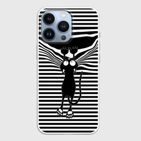 Чехол для iPhone 13 Pro с принтом Кот рвет тельняшку в Кировске,  |  | cat | hung | mad cat | stripes | tears | vest | бешеный кот | кошка | повис | полосы | рвет | тельняшка