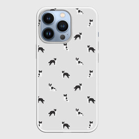 Чехол для iPhone 13 Pro с принтом Черно белые собачки паттерн в Кировске,  |  | белый | бордер колли | бостон терьер | монохром | папильон | паттерн | серый | собаки | спокойные цвета | той спаниэль | французский бульдог | черно белый принт