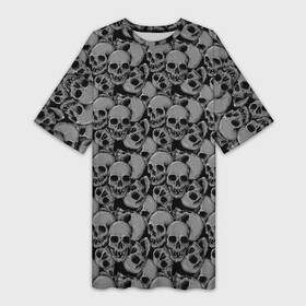 Платье-футболка 3D с принтом Gray skulls в Кировске,  |  | Тематика изображения на принте: bone | bones | screaming | screaming skulls | skull | skulls | smile | кости | кричат | кричащие | кричащие черепа | улыбка | череп | черепа
