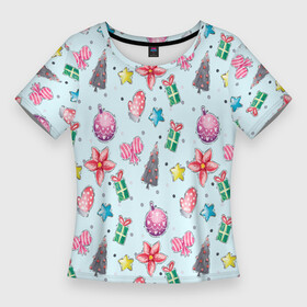 Женская футболка 3D Slim с принтом Рождество 2022 в Кировске,  |  | одежа к рождеству | одежка к рождеству | подарок на рождество | прикол рождество | рождественская одежда | рождество 2022 | счастливого рождества