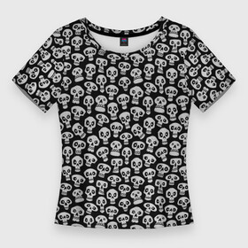 Женская футболка 3D Slim с принтом Funny skulls в Кировске,  |  | bone | bones | funny | skulls | кости | череп | черепа