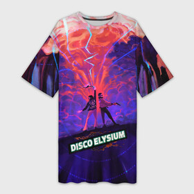 Платье-футболка 3D с принтом Disco art в Кировске,  |  | Тематика изображения на принте: disco elysium | game | games | диско элизиум | игра | игры