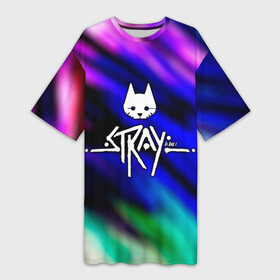 Платье-футболка 3D с принтом Stray в Кировске,  |  | stray | бродить | игра про кота | потерявшийся кот | стрей | стрэй