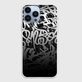 Чехол для iPhone 13 Pro Max с принтом GRAFFITI WHITE TAGS   ГРАФФИТИ в Кировске,  |  | gradient | graffiti | tags | градиент | граффити | каллиграфия | надписи | теги | тегинг | узор