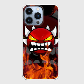 Чехол для iPhone 13 Pro с принтом GEOMETRY DASH DEMON FIRE SMILE в Кировске,  |  | 2d | arcade | demon | fire | flame | game | geometry dash | levels | meltdown | rage | robtop | smile | аркада | геометрический тире | демон | огненный демон | огонь | пламя | раннер | смайлы | уровни | эмоции | ярость