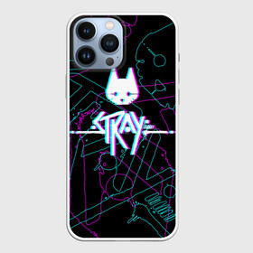 Чехол для iPhone 13 Pro Max с принтом Stray: кот бродяга в Кировске,  |  | adventure | cat | computer game | emblem | inscription | kitten | logo | lost | neon text | out of focus | stray | tramp | бродяга | заблудший | компьютерная игра | кот | котёнок | логотип | надпись | неоновый текст | приключения | сбитая резко