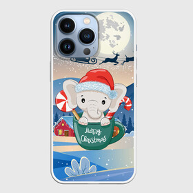 Чехол для iPhone 13 Pro с принтом маленький слоненок в кружке в Кировске,  |  | новогодний | новый год | слон | слон в кружке | слоник
