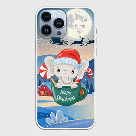 Чехол для iPhone 13 Pro Max с принтом маленький слоненок в кружке в Кировске,  |  | новогодний | новый год | слон | слон в кружке | слоник