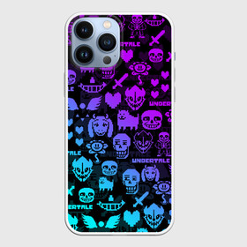 Чехол для iPhone 13 Pro Max с принтом UNDERTALE NEON PATTERN | УЗОР в Кировске,  |  | asriel dreemurr | chara | frisk | gaster blaster | heart | sans | undertale | азриэль дримурр | андертейл | гастер | меттатон | санс | сердце | фриск | чара