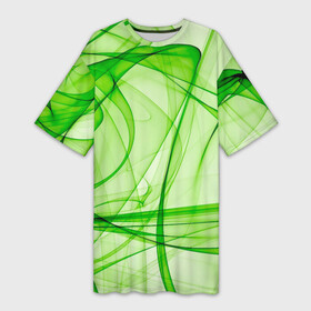 Платье-футболка 3D с принтом Жизнерадостный салатовый в Кировске,  |  | абстракция | весна | жизнерадостность | зеленый | линии | оптимизм | салатовый