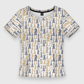 Женская футболка 3D Slim с принтом Шахматы (фигуры) в Кировске,  |  | 64 клетки | chess | анатолий карпов | владимир крамник | гари каспаров | гроссмейстер | игра | капабланка | король | ладья | математика | михаил ботвинник | мозг | мысль | пешка | разум | ферзь
