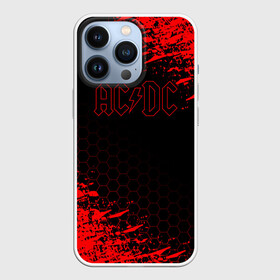 Чехол для iPhone 13 Pro с принтом AC DC соты в Кировске,  |  | ac dc | acdc | ас дс | асдс | музыка | рок