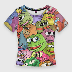 Женская футболка 3D Slim с принтом Pepe BOMBING в Кировске,  |  | ez | peepo | pepe | twitch | жабки | жабы | мем | пепе | пипо | пэпэ | твич смайлики