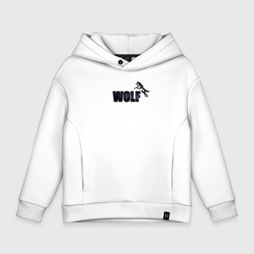 Детское худи Oversize хлопок с принтом Wolf brand в Кировске, френч-терри — 70% хлопок, 30% полиэстер. Мягкий теплый начес внутри —100% хлопок | боковые карманы, эластичные манжеты и нижняя кромка, капюшон на магнитной кнопке | animal | trgwolf | wolf | волк | волки | звери | лес