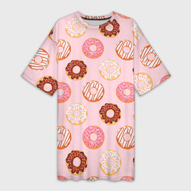 Платье-футболка 3D с принтом Pink donuts в Кировске,  |  | confetti | donut | donuts | glaze | pink | powder | shugar | sweet | глазурь | конфетти | пончик | пончики | пудра | розовый | сахар | сладкий