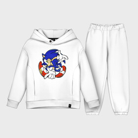 Детский костюм хлопок Oversize с принтом Blue Hedgehog в Кировске,  |  | blue | game | gloves | hedgehog | red shoes | sega | sonic | sonic the hedgehog | video game | видео игра | ёж | ёжик | игра | красная обувь | перчатки | сега | синий | соник | соник ёжик