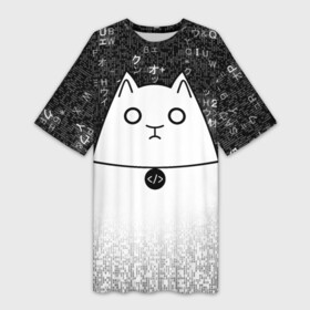 Платье-футболка 3D с принтом КОТ МОРФЕУС в Кировске,  |  | айтишник | кот айтишник | кот в матрице | кот морфеус | кот программист | матрица | морфеус | подарок программисту | программист | я программист