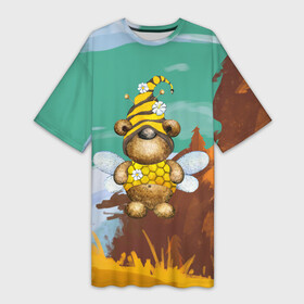 Платье-футболка 3D с принтом Медвежонок  пчела в Кировске,  |  | костюм пчелы | медведь | медвежонок | милый | плеча | пчелы