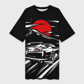 Платье-футболка 3D с принтом TOYOTA SUPRA Под Луной в Кировске,  |  | a80 | ae86 | camry | car | fast furious | jdm | mark 4 | toyota | а80 | камри | марк | машина | супра | тоёта | форсаж