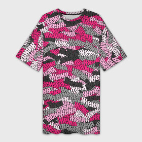 Платье-футболка 3D с принтом Розовый именной камуфляж Женя в Кировске,  |  | евгения | женя | имя | камуфляж | милитари | паттерн | розовый