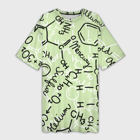 Платье-футболка 3D с принтом Химические соединения в Кировске,  |  | science | вещества | наука | студент | студенты | уравнения | ученые | формула | формулы | химик | химики | химия