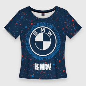 Женская футболка 3D Slim с принтом BMW  BMW + Брызги в Кировске,  |  | auto | b m w | bmv | bmw | logo | m power | moto | paint | performance | power | series | sport | авто | б м в | бмв | брызги | краска | лого | логотип | марка | мото | перфоманс | символ | спорт