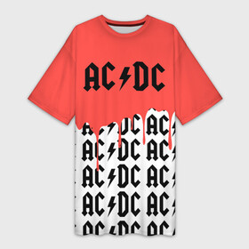 Платье-футболка 3D с принтом ac dc rock в Кировске,  |  | ac dc | acdc | back in black | bon scott | columbia | epic | hard rock | hells bells | highway to hell | live | metallica | rock | shoot to thrill | thunderstruck | you shook me all night long